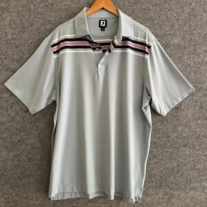 Men's FootJoy Golf Shirt Polo‎ (Blue/Black/Pink/White/Stripes) | Size: X-Large